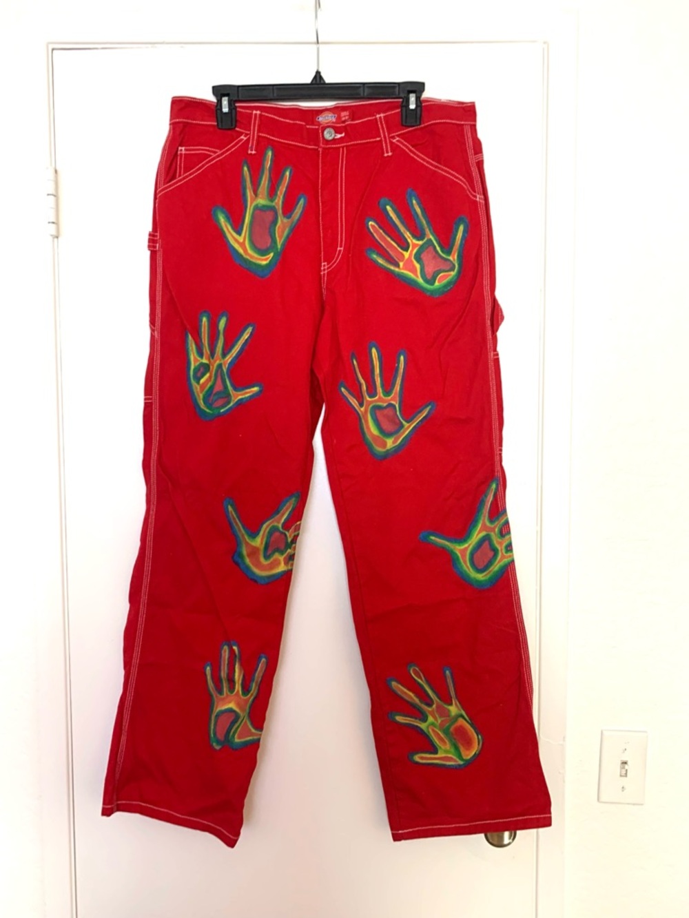 Dickies Red Handprint Cargo Pants Jeans